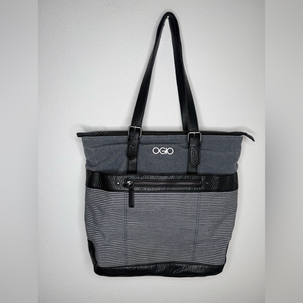 OGIO Olivia Tote (Laguna) Black and Gray Striped Tote Bag